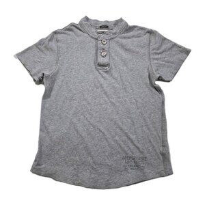 Abercrombie & Fitch T Shirt Mens M Gray Polo Distressed Muscle SS Button Preppy